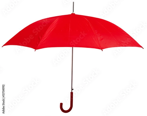 Fototapeta Opened red umbrella isolated on white