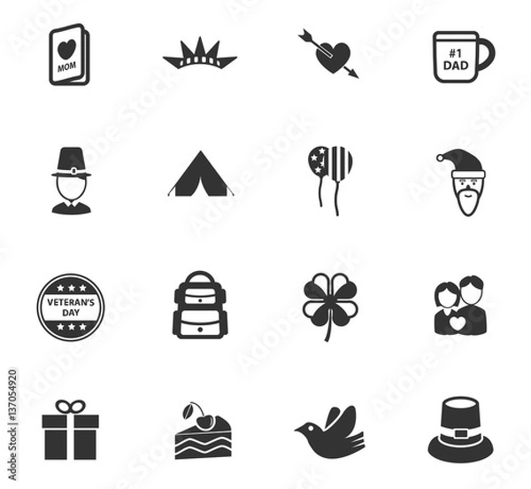 Obraz holidays icon set