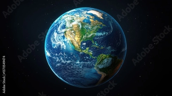 Fototapeta Discovering the beauty of Earth from space with vibrant colors and intricate details of continents in its majestic form