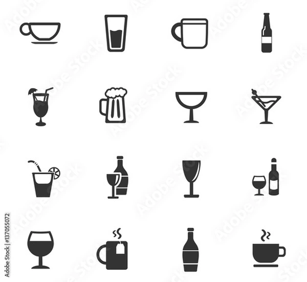 Obraz glasses and cups icon set