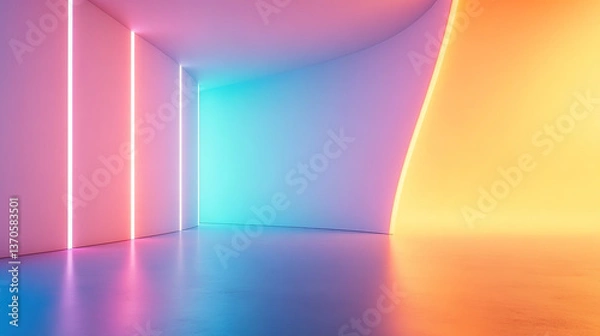 Obraz Minimalist interior with soft gradient lighting, evoking calm and modern elegance.