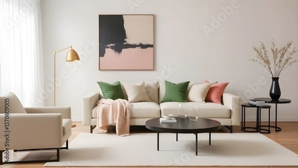 Fototapeta modern living room with sofa