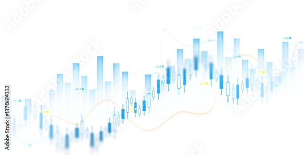 Fototapeta Transparent or png stock market investment trading graph growth.Trade business analytics graph and financial chart.	