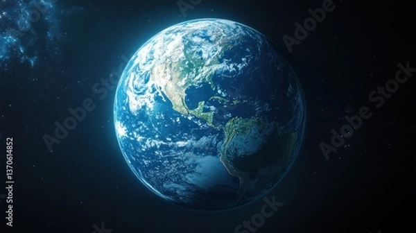Fototapeta Spectacular view of planet Earth from space against a backdrop of stars