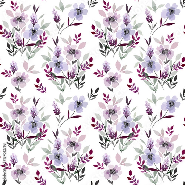 Fototapeta Seamless floral pattern with abstract elements of meadow plants.