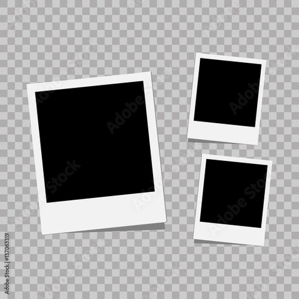 Fototapeta Photo frame. White plastic border on a transparent background. Vector illustration. Photorealistic Vector EPS10 Retro Photo Frame Template