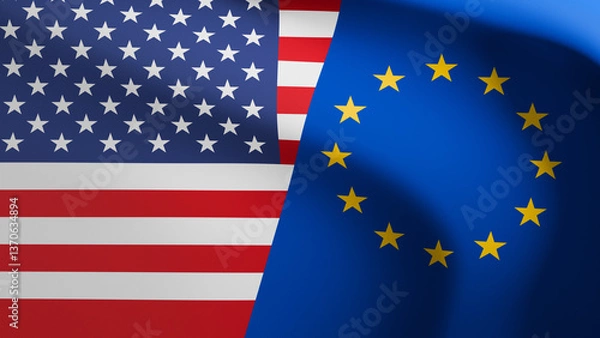 Fototapeta Flags of European Union and USA