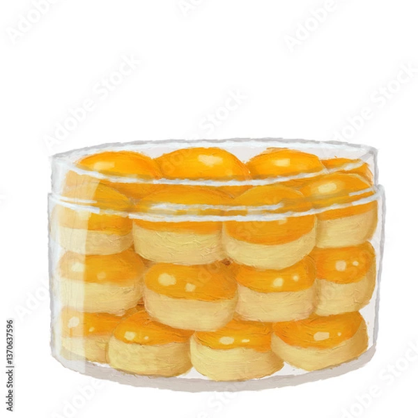 Fototapeta A Digital Painting of Nastar. Nastar is a popular Indonesian cookie or pastry that is often served during Eid.