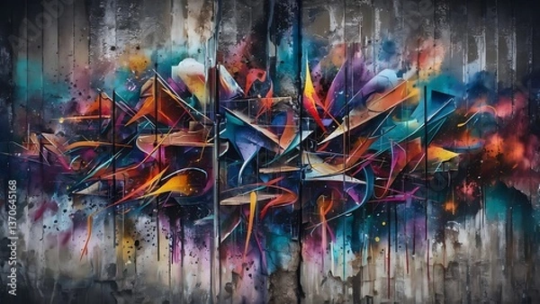 Fototapeta Vibrant Urban Graffiti Background – Colorful Street Art with Abstract Shapes and Textures