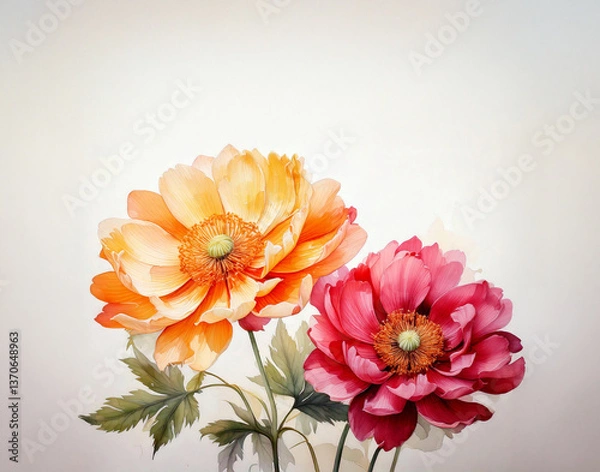 Obraz 맑고 투명한 수채화 스타일 꽃 그림