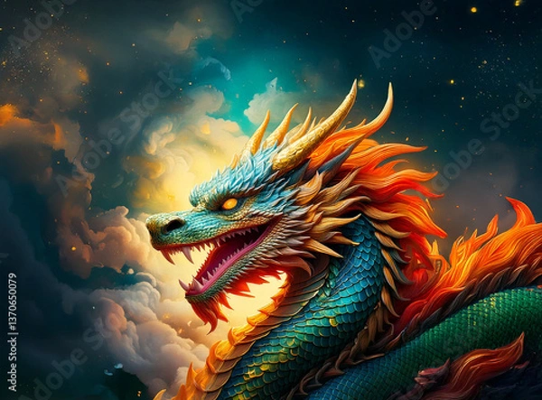 Obraz 웅장하고 신비로운 용 그림 게임 및 애니메이션 아트워크