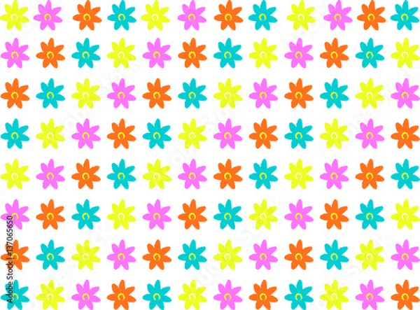 Obraz カラフルフラワー　白背景