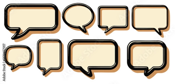 Fototapeta Classic Comic Speech Bubbles – Minimalist Blank Dialog Box Clipart - Empty Speech Bubble Vector Set