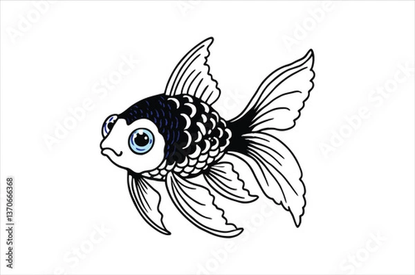 Fototapeta gold fish vector,  icon vector illustration, gold fish silhouette of a gold fish isolated on a white background, eps, png, svg, vector,