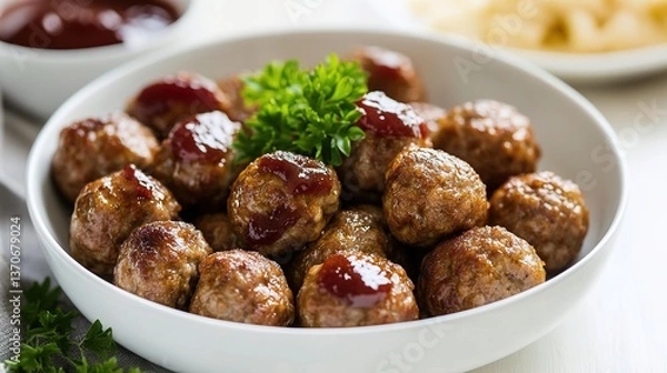 Obraz Swedish Meatballs for you with white background