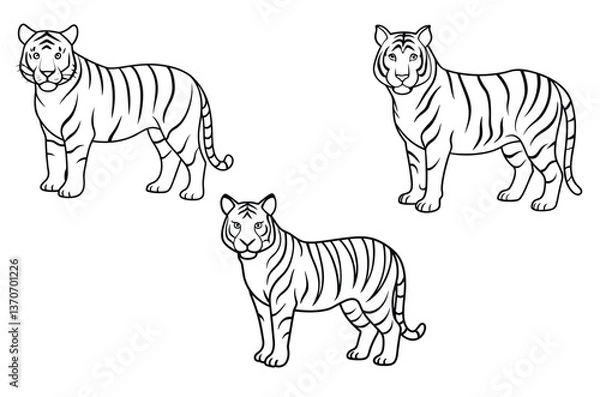 Fototapeta tiger,  icon vector illustration, tiger silhouette of a tiger isolated on a white background, eps, png, svg, vector,