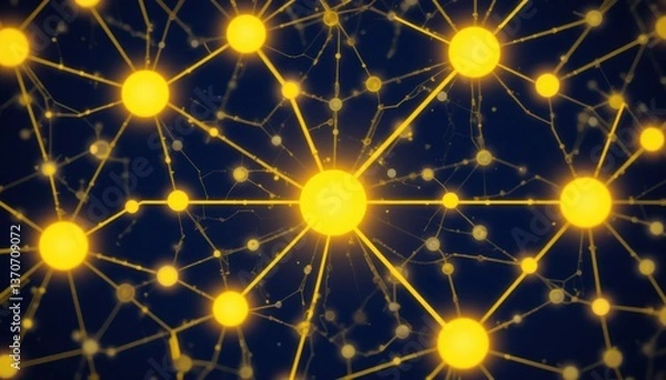 Fototapeta Abstract Network Visualization Bold Yellow and Navy Connection Pattern