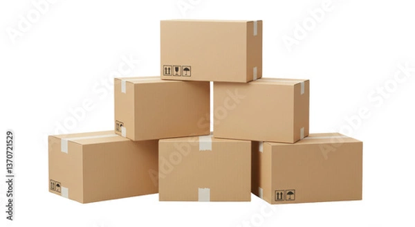 Fototapeta Isolated Stack of Cardboard Boxes