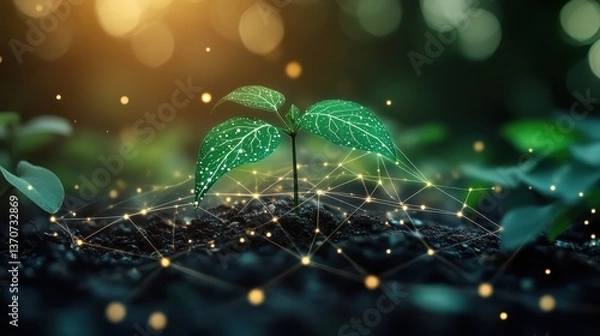 Fototapeta a financial chart highlighting the rise of green bonds and ESG ratings close up, focus on growth vibrant, blend mode with stock market graphics