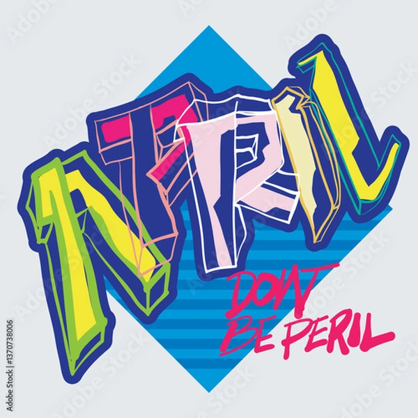 Fototapeta Vector illustration of April dont be peril