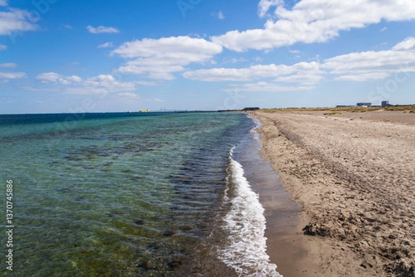 Obraz Oresund bridge seen from Amager beach park, Copenhagen, Denmark, sunny day