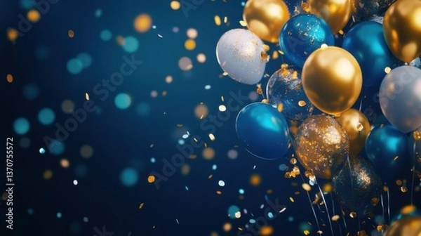 Fototapeta Colorful balloons float against a shimmering backdrop during a festive celebration capturing joy and excitement