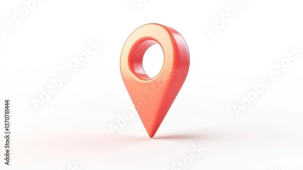 Fototapeta 3D Map Pointer Icon in Cartoon Design Floating on White