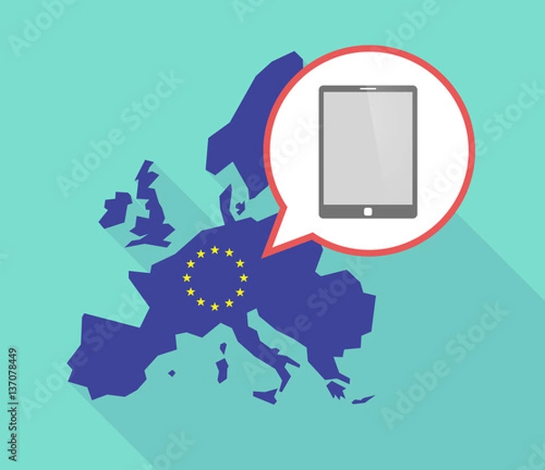 Fototapeta Long shadow EU map with a tablet computer