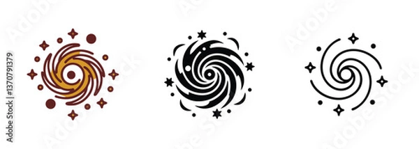 Fototapeta Cosmic Swirl Galaxy, Nebula, Stars, Space, Spiral, Vortex, Design, Icons, Variations, Art