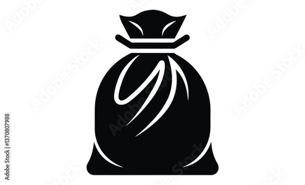 Obraz Tied garbage bag icon silhouette, black silhouette of a tied garbage bag in minimal flat design style for vector art 