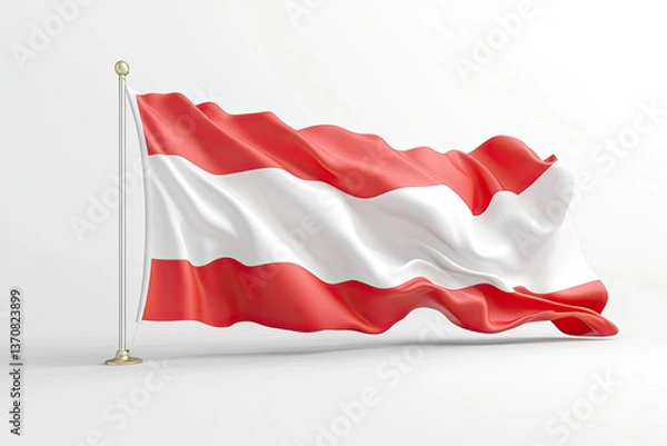 Fototapeta Vibrant Picture of Indonesia of 3D Render Flag Isolated and White Background