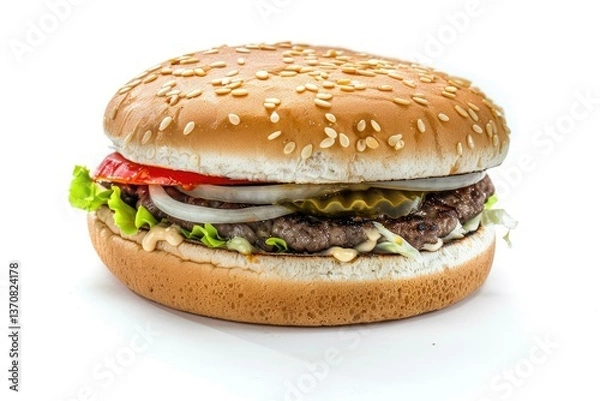 Fototapeta Flawless Visual of Burger Isolated on White Background
