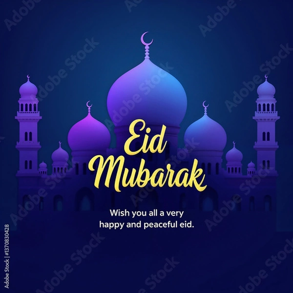 Obraz Eid Mubarak Greetings Card Design, Eid Mubarak post, Islamic concept vertical image	
