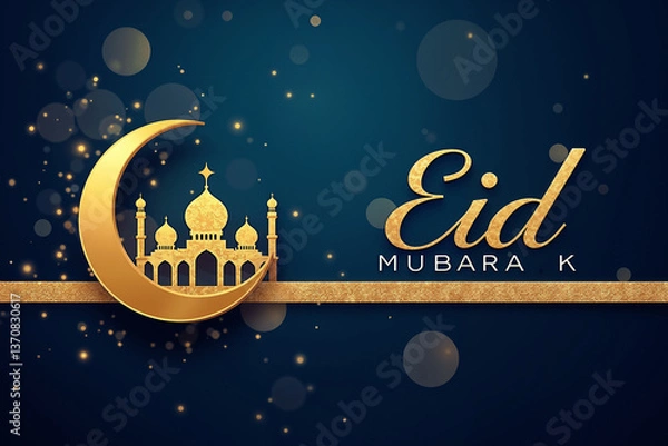 Obraz Eid Mubarak Greetings Card Design, Eid Mubarak post, Islamic concept vertical image	
