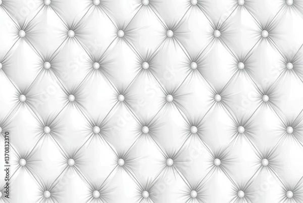 Fototapeta White Buttoned Upholstery Texture, Seamless Quilted Pattern, Diamond Tufted Background