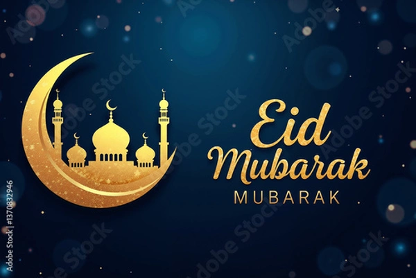 Obraz Eid Mubarak Greetings Card Design, Eid Mubarak post, Islamic concept vertical image	
