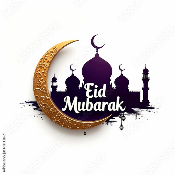 Obraz Eid Mubarak Greetings Card Design, Eid Mubarak post, Islamic concept vertical image	
