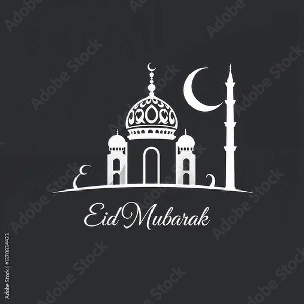 Obraz Eid Mubarak Greetings Card Design, Eid Mubarak post, Islamic concept vertical image	
