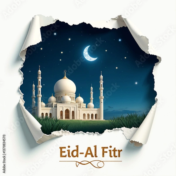 Obraz Eid Mubarak Greetings Card Design, Eid Mubarak post, Islamic concept vertical image	
