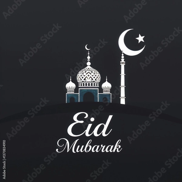 Obraz Eid Mubarak Greetings Card Design, Eid Mubarak post, Islamic concept vertical image	
