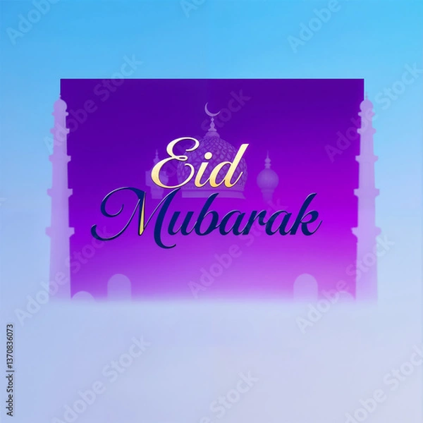 Obraz Eid Mubarak Greetings Card Design, Eid Mubarak post, Islamic concept vertical image	
