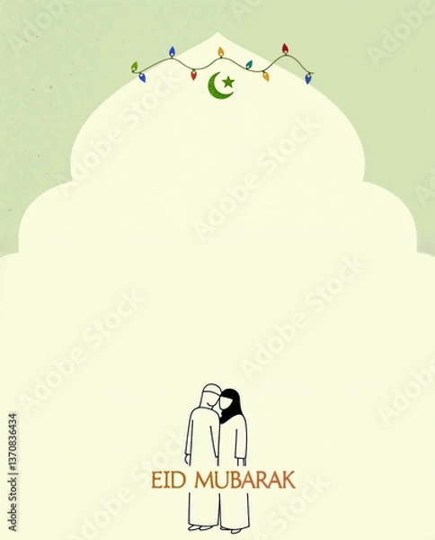 Obraz Eid Mubarak Greetings Card Design, Eid Mubarak post, Islamic concept vertical image	
