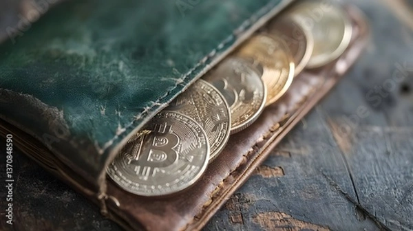 Fototapeta Secure Crypto Wallet with Multiple Digital Currencies Displayed