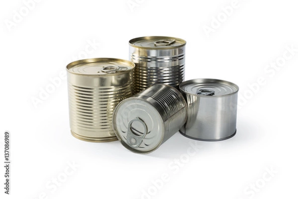 Obraz metal cans on a white background.