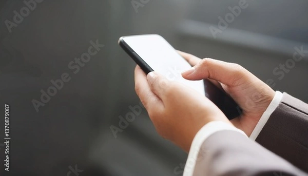 Obraz Businessman checking his smartphone