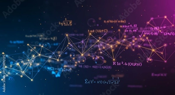 Fototapeta Mathematics in Motion: Abstract Data Network for STEM Education. Mathematics and Statistics Awareness Month