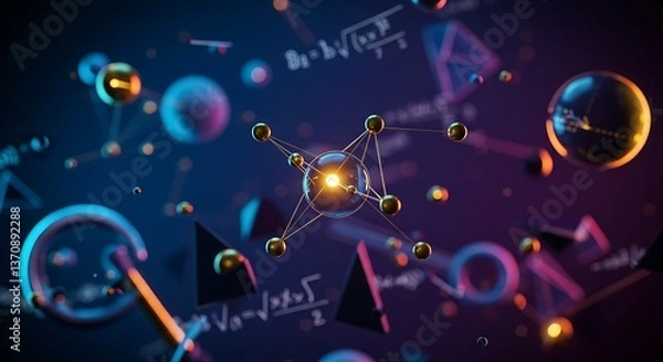 Fototapeta Mathematics in Motion: Abstract Data Network for STEM Education. Mathematics and Statistics Awareness Month