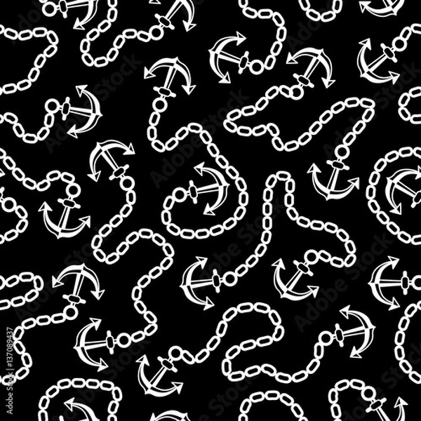 Fototapeta Seamless pattern with anchors. Ongoing backgrounds of marine theme.