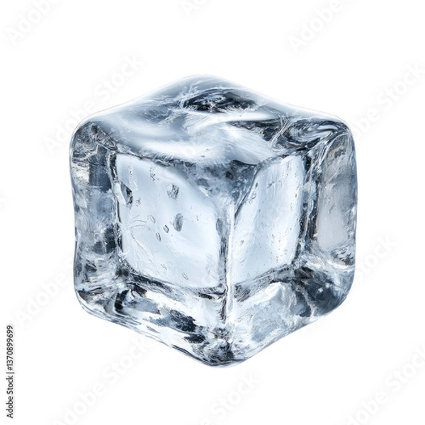 Fototapeta Isolated Ice Cube on Transparent Background for Creative Projects