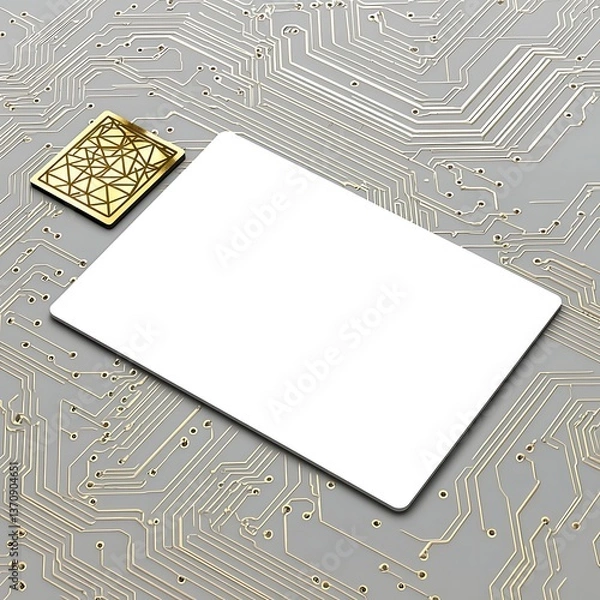 Obraz Blank RFID card on circuit board.